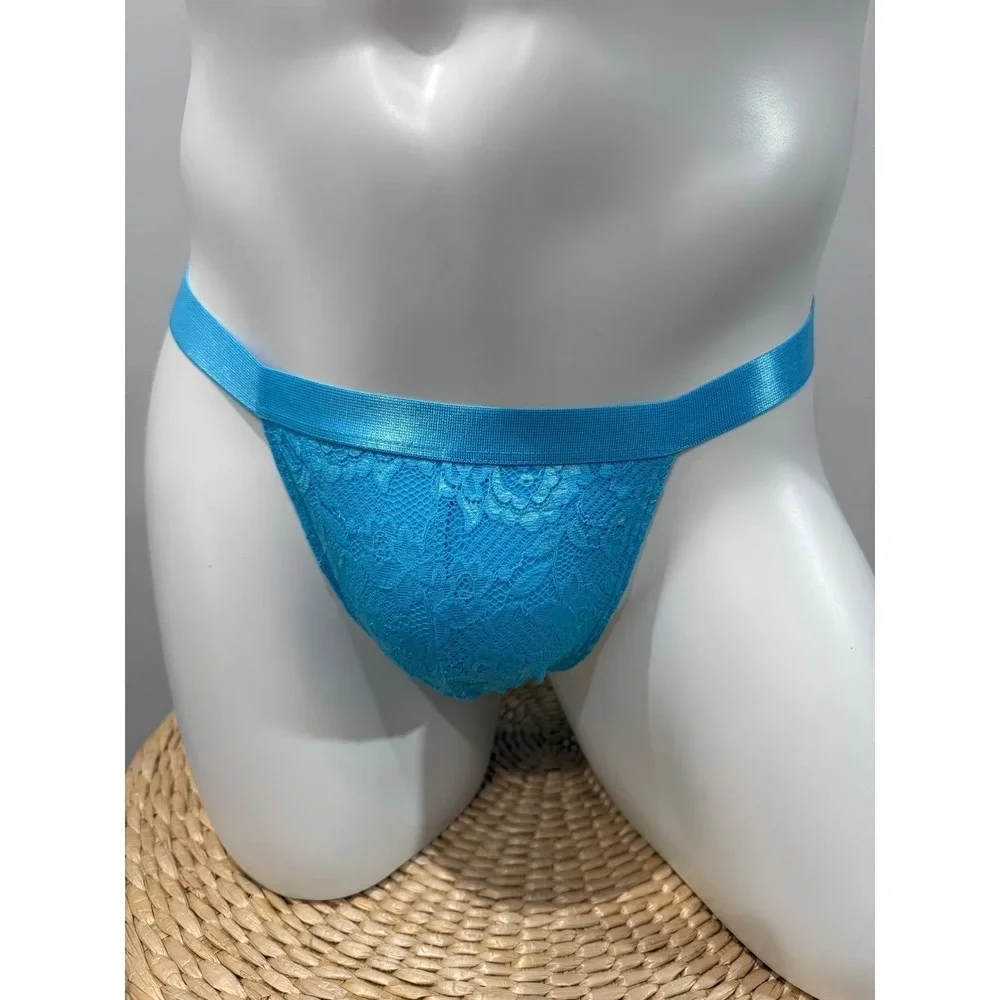 Cosabella Italian Lace Men's Thong Constance Blue Size‎ L